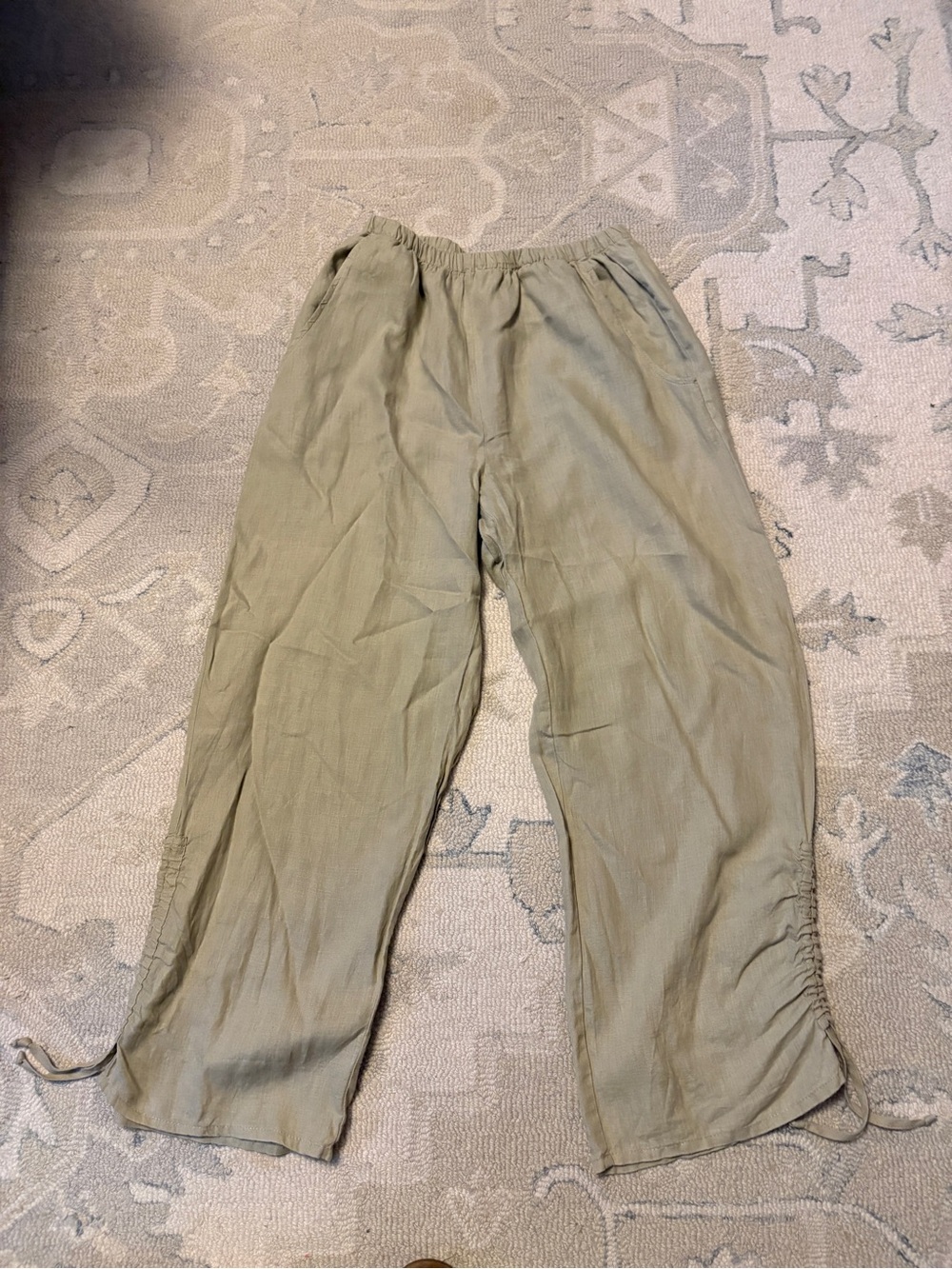 Flax Light Olive Relaxed Linen Pants